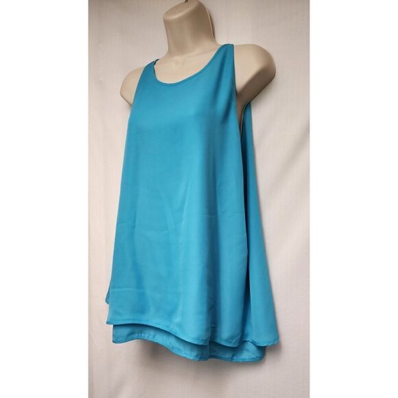Violet + Claire Sky blue Tank Top Blouse Shirt Sleeveless Overlay Size XL - Picture 3 of 7